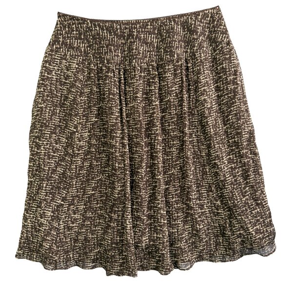 PENDLETON Brown & Cream Printed 100% Silk Pleated Skirt Women’s Size 14 - Picture 2 of 11